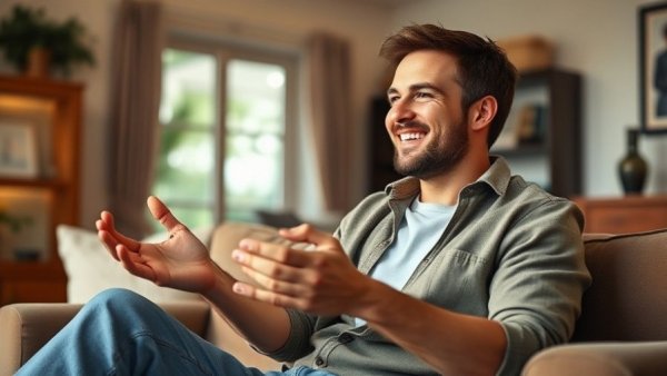 Man discussing Retirement Living in Greenville, seated indoors with a warm ambiance.