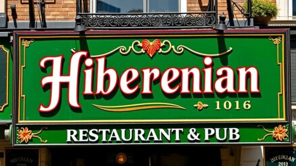 Hibernian Pub sign during St. Patrick's Day celebrations in Raleigh.