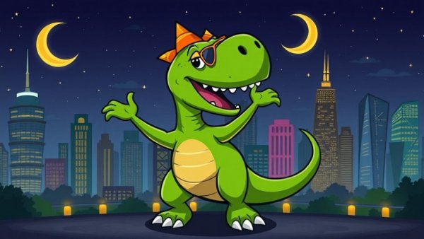 Raleigh St. Patrick’s Day Bar Crawl promo with dinosaur.