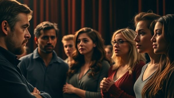 Actors rehearsing for World Theatre Day Event on stage.