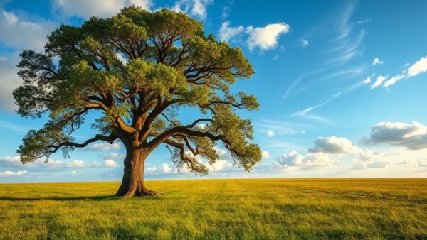Eco-friendly practices symbolized by inspirational tree under blue sky