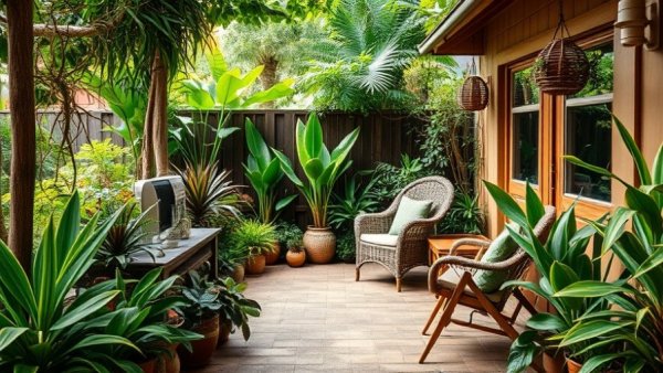 Eco-friendly garden patio showcasing sustainable home design.