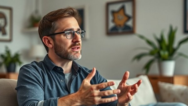 Casual man discussing ways to elevate your home's worth indoors.