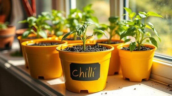 Sustainable home gardening with pots on windowsill.