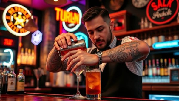 Bartender crafting a cocktail in Johnston County drink scene.