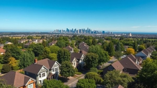 Aerial view of homes for sale in Greenville SC with city skyline