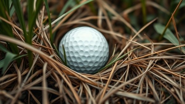 Hidden golf ball in grass highlighting environmental cost.