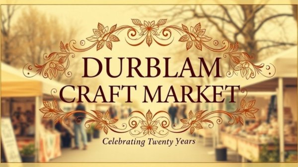 Durham Craft Market poster celebrating twenty years with vintage design.
