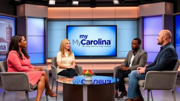 Leadership Raleigh community impact discussion on TV show set.