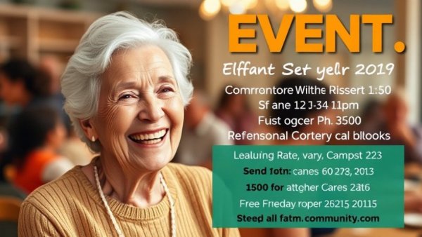 Mildred Council Community Dinner event flyer with smiling woman.