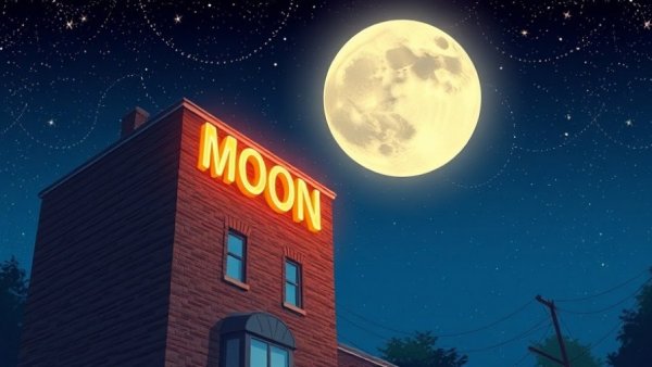 Moon party event poster with night sky and building, Chapel Hill.