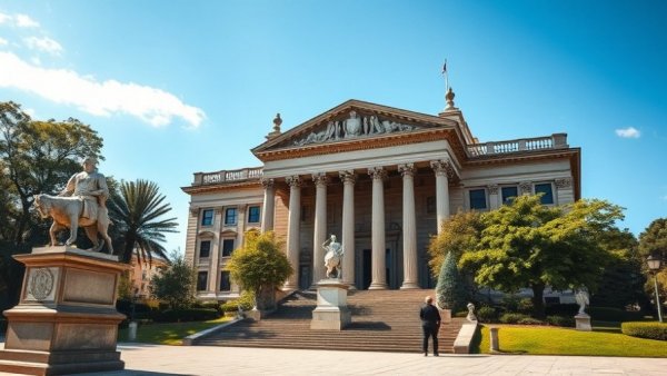North Carolina State Capitol guided tours exterior view with statues.