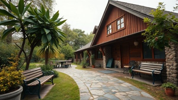 Rustic building and garden path at Spring Native Plant Sale North Carolina