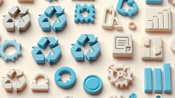 3D icons depicting business concepts like recycling and growth for Substitution Trap in Hospitality.