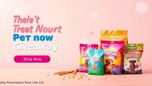 Bright poster for free pet kit giveaway featuring treats.