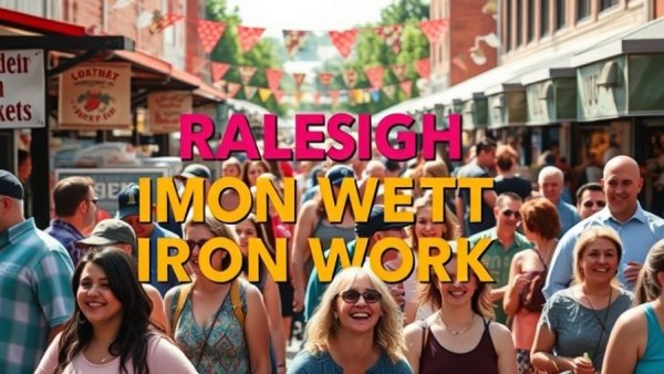 Colorful Raleigh Iron Works event poster with local vendors and attendees.