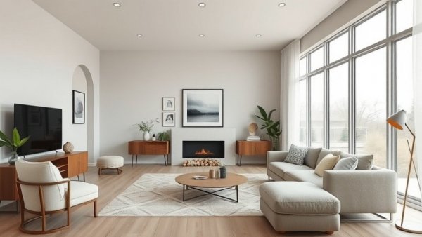 Modern IKEA living room with elegant furniture setup.