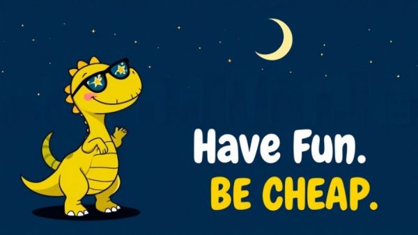 Whimsical cartoon dinosaur promoting local events