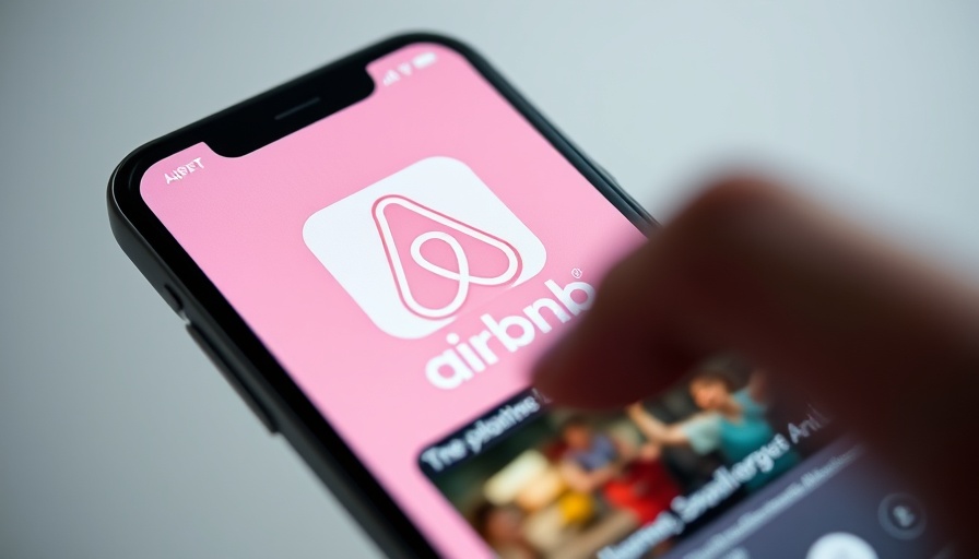 Smartphone showing Airbnb app logo, AI in travel customer service focus.