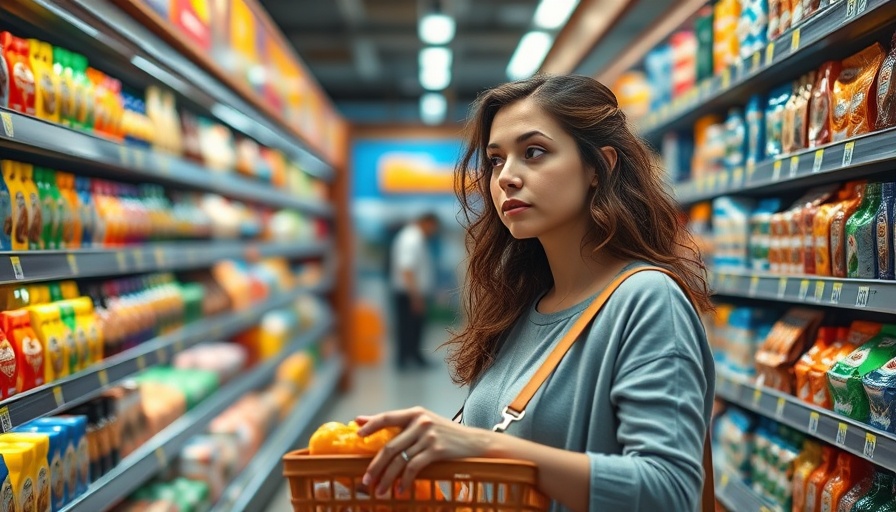 Retail PR Strategies: Woman shopping in a grocery aisle.