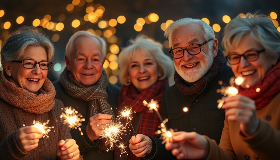 Holiday marketing: grandparents celebrating with sparklers.