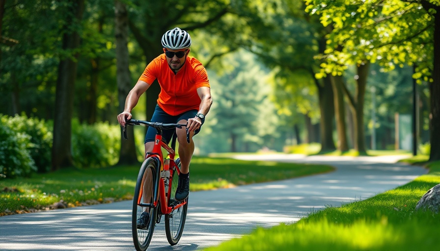 Cyclists in Raleigh and Durham forested park, vibrant attire.