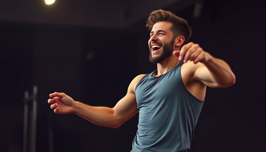 Juneteenth Urban Zumba Celebration: man dancing joyfully indoors.