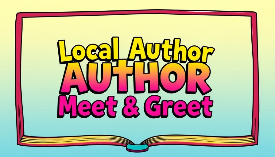 Colorful book border promoting Local Author Meet and Greet.