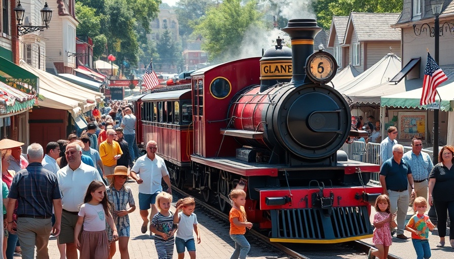 Families enjoying a day trip at a vintage train event near the Triangle.