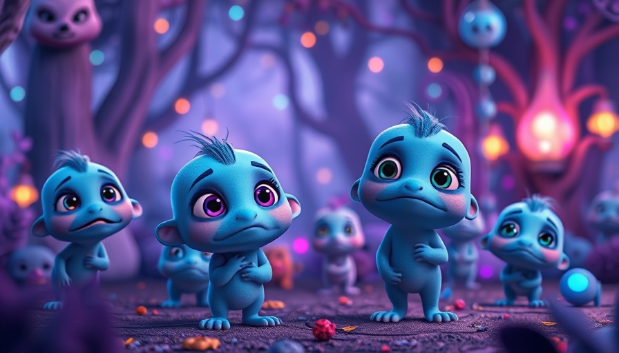 Free advance screening of Smurfs in a magical cartoon forest setting.