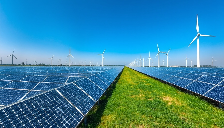 Expansive China solar and wind installations with clear skies.