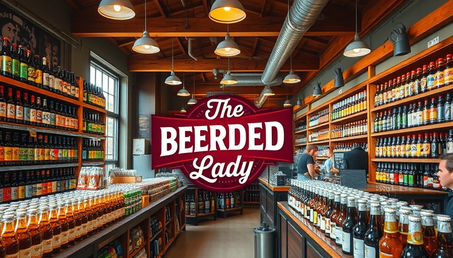 Interior view of The Beerded Lady Bottle Shop showcasing local events setup.