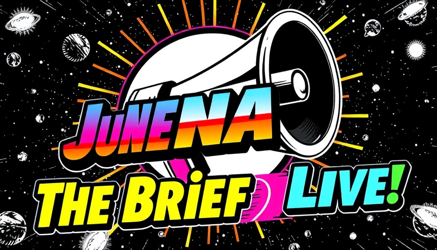 Colorful megaphone graphic with text and cosmic theme for summer trends in experiential marketing.