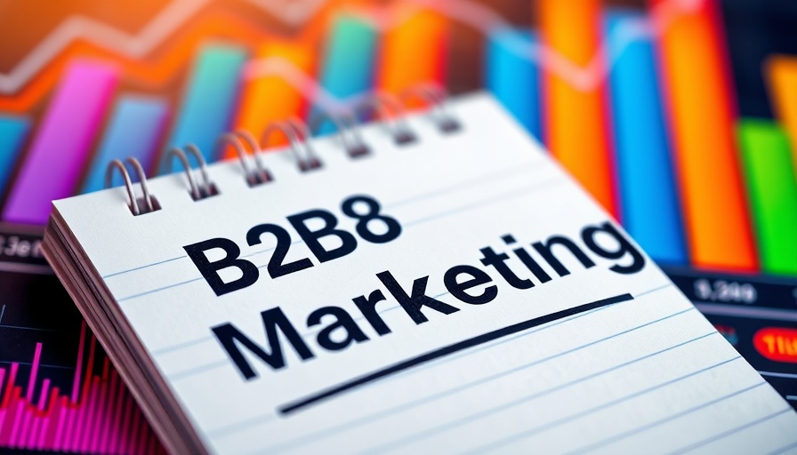 Enterprise B2B marketers focusing on financial metrics with notepad and colorful chart.