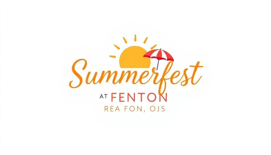Summerfest at Fenton logo with sun and umbrella.