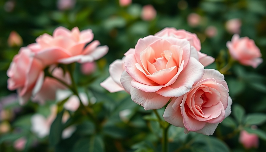 Eco-friendly gardening with pink roses flourishing naturally.