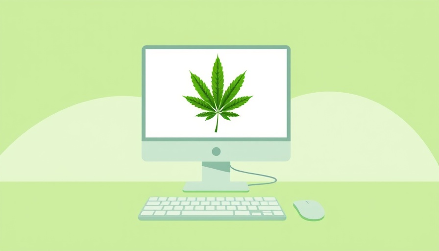 Illustrative design of cannabis advertising on a computer for regulated advertising.