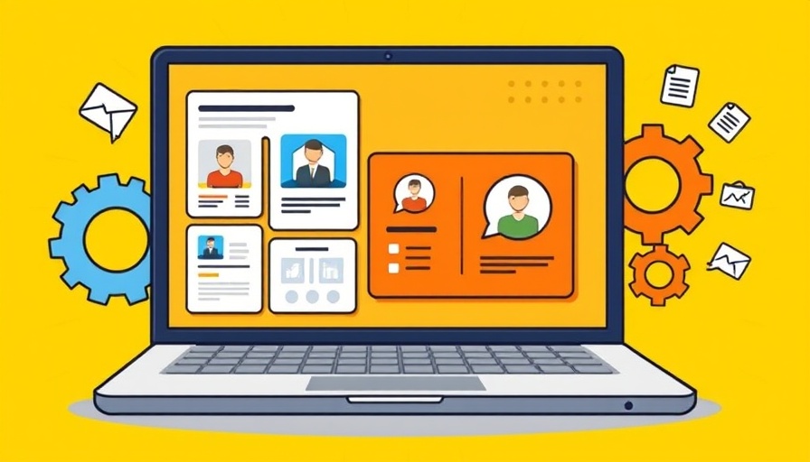 Vibrant illustration of free company profile templates on a laptop