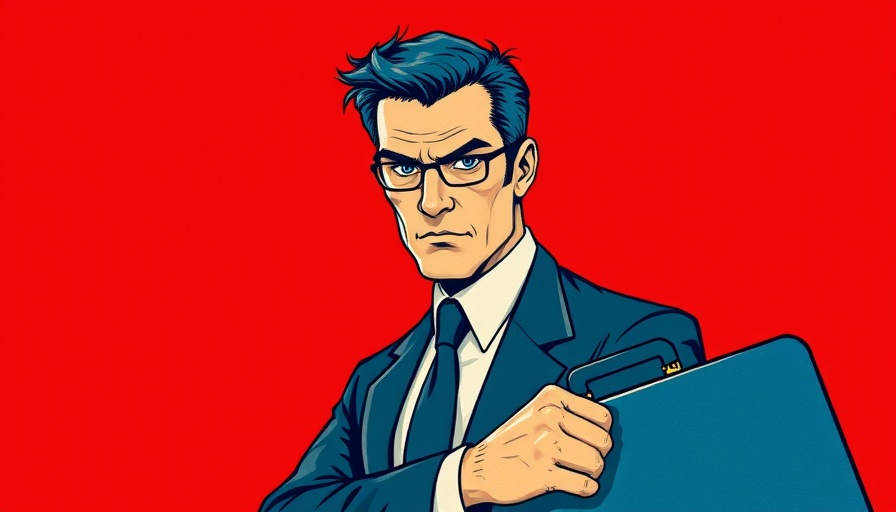 Stylized businessman and security arch illustration, hiring check theme.