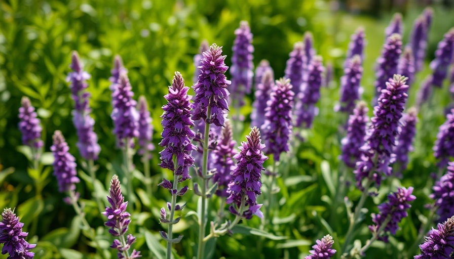 Vibrant purple hyssop plants growing in a sunlit garden