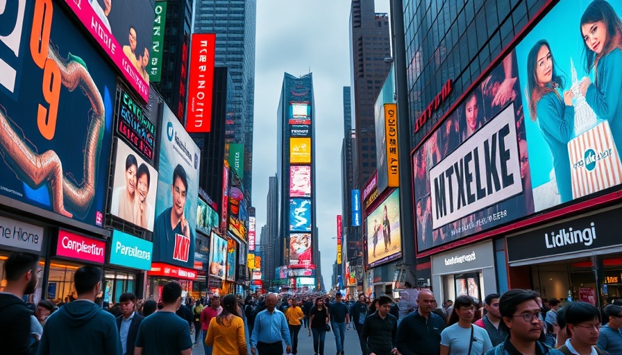 Vibrant city scene showcasing branding strategies for customer engagement with dynamic billboards.