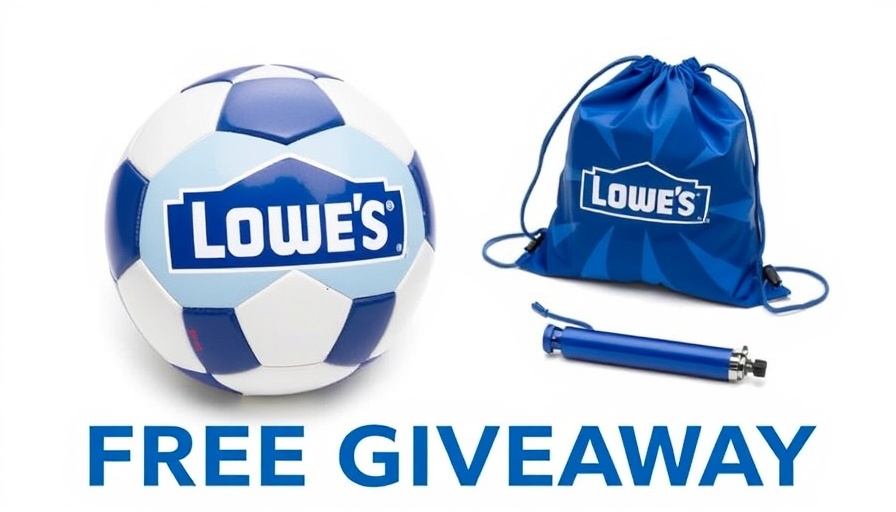 Free Kids Soccer Balls Lowe's Giveaway promotional image with soccer ball.