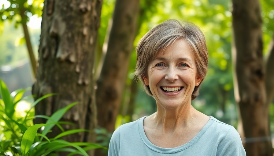 Smiling woman outdoors in natural setting, AI-driven media strategies