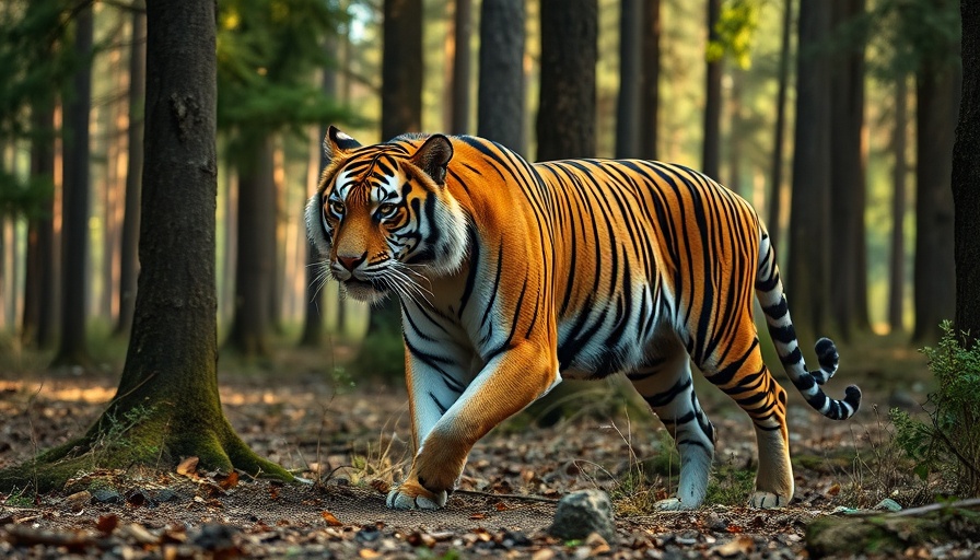 Bengal tiger in dense forest depicts sustainable tourism in India.