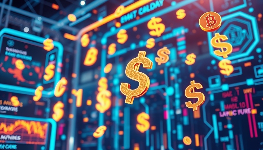 Futuristic abstract scene with digital currency, AI will create more millionaires than the internet.
