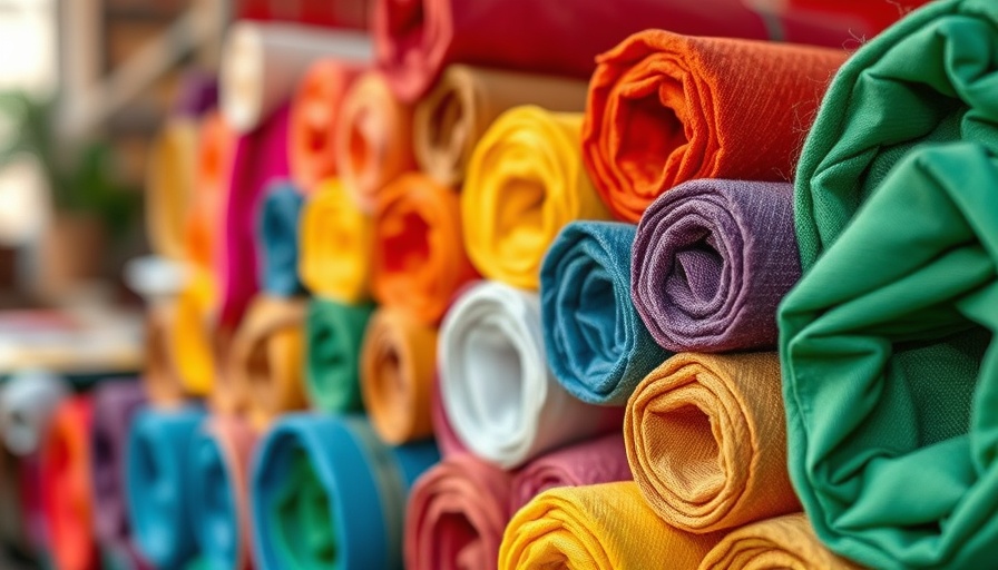 Colorful rolled textile fabrics for deadstock material sustainability.