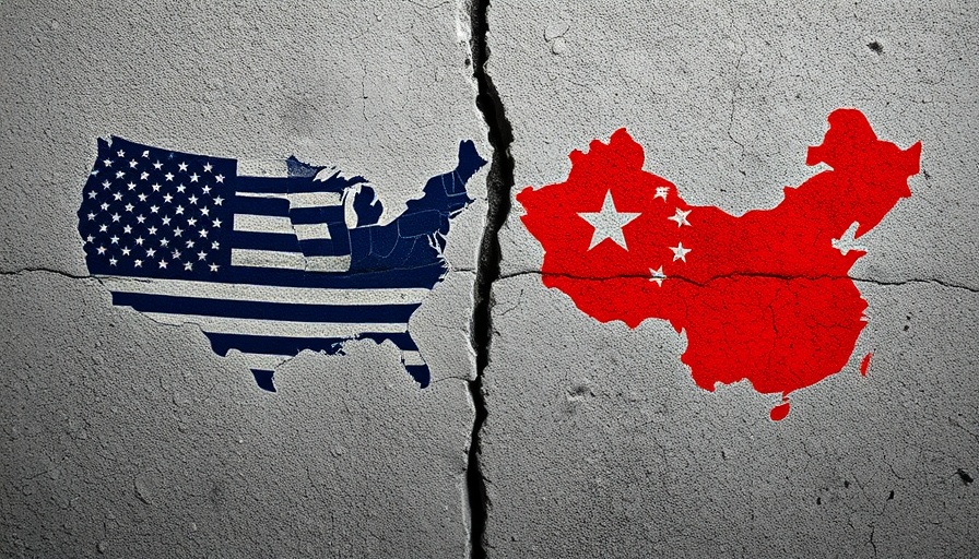 US and China AI action plans represented by divided maps on concrete.