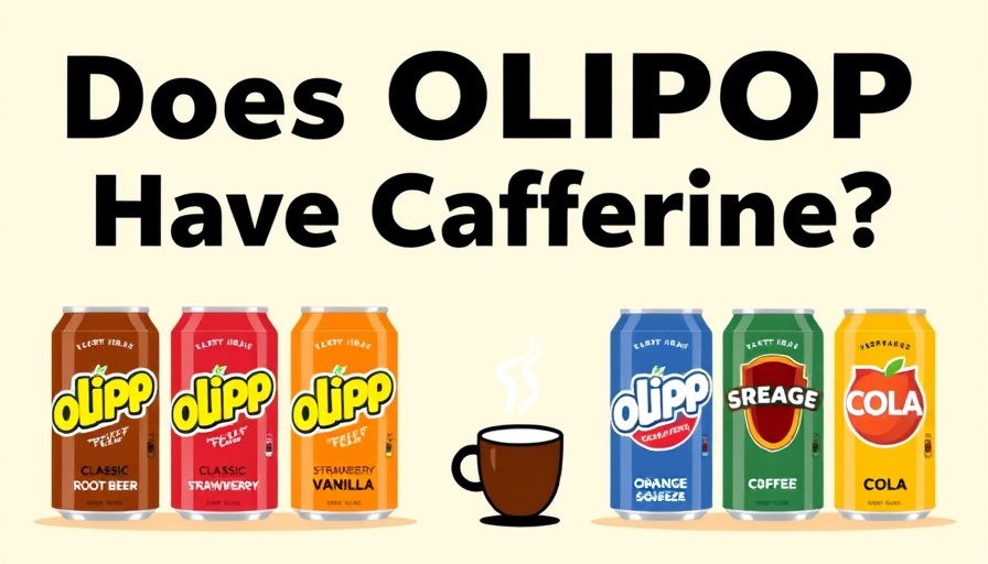 Does Olipop have caffeine question with soda cans and coffee icon.