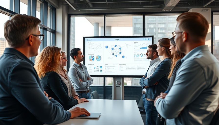 Team meeting discussing an AI strategy for small businesses.