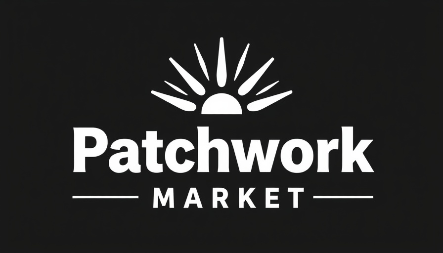 Modern graphic logo for Patchwork Market in Durham, NC, promoting local events.